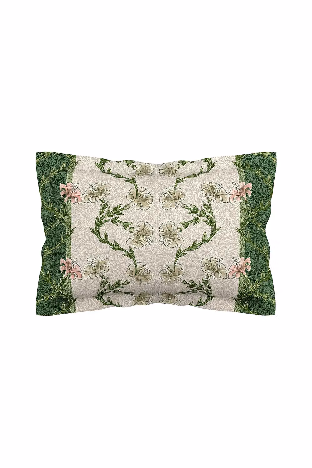 Morris & Co. Scrolling Carnation Cotton Percale Duvet Cover and Pillowcase Set in Green and White, W: 140 cm, L: 200 cm – 3
