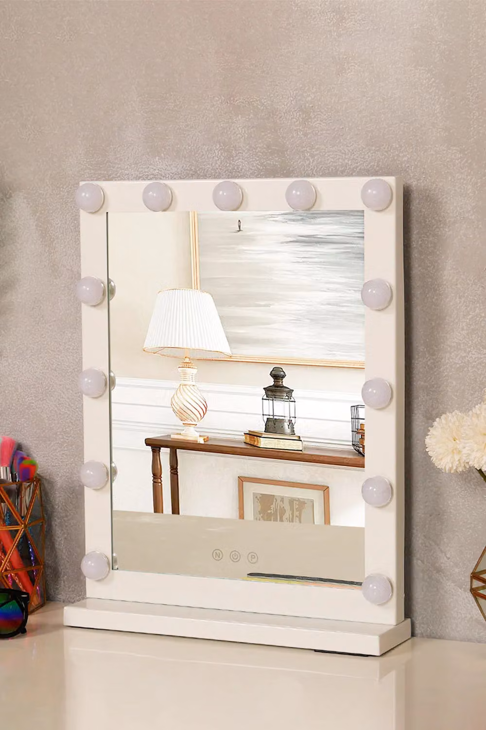Living and Home White Vanity Mirror with 3 Lighting Modes and Touch Screen Control, W: 54.5 cm, H: 42.0 cm – 2