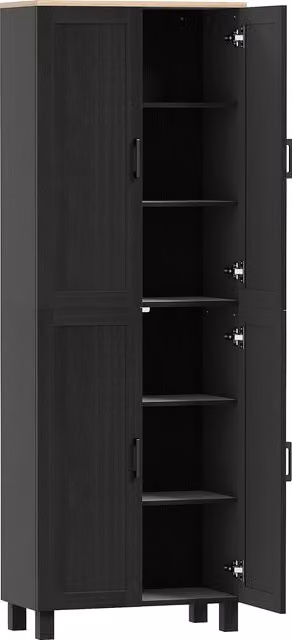 HOMCOM Modern Freestanding Kitchen Cupboard and Tall Pantry Storage Cabinet in Black, H 170 x W 60 x D 29.4 cm