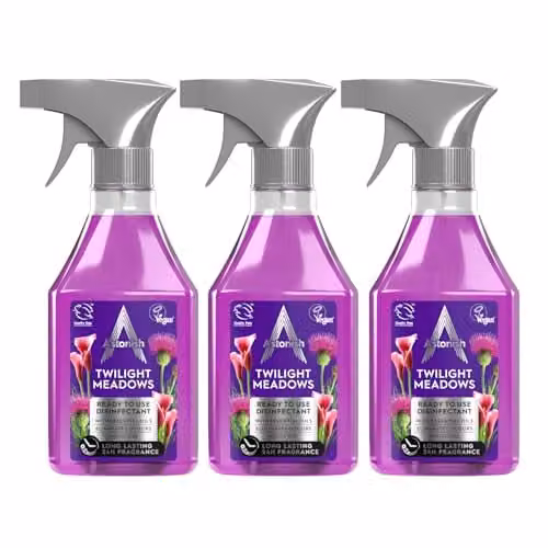Astonish Disinfectant Spray, Virus and Germ Killing, Purple, 3 x 550ml