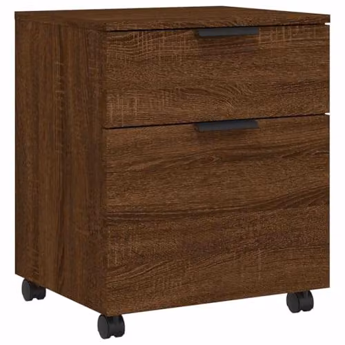vidaXL Mobile File Cabinet with Wheels and Lock, Brown Oak Desk Organiser in Engineered Wood – 1