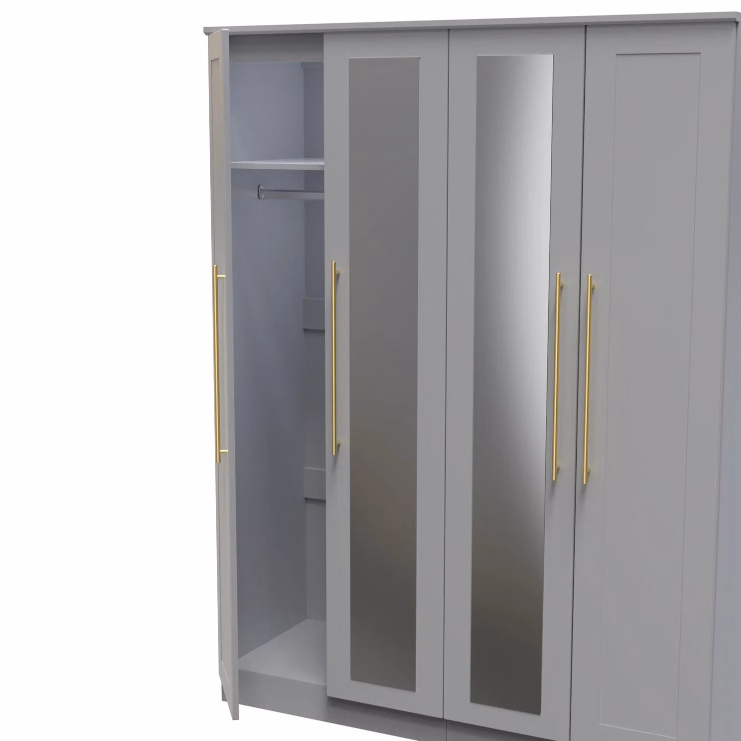2 U Helmsley Tall 4 Door Wardrobe with 2 Centre Mirrors in Dark Grey – 3