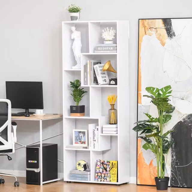 HOMCOM 7-Tier Freestanding Bookcase in White