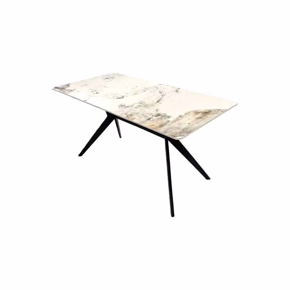 Outdoor Living San Diego Marble Top Dining Table with Emily Faux Leather Chairs in Mustard – 2