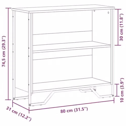 vidaXL Modern Bookcase in Brown, W/D/H: 80 x 31 x 74.5 cm – 3