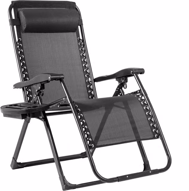 Costway Zero Gravity Lounge Chair with Adjustable Headrest and Cup Holders in Black