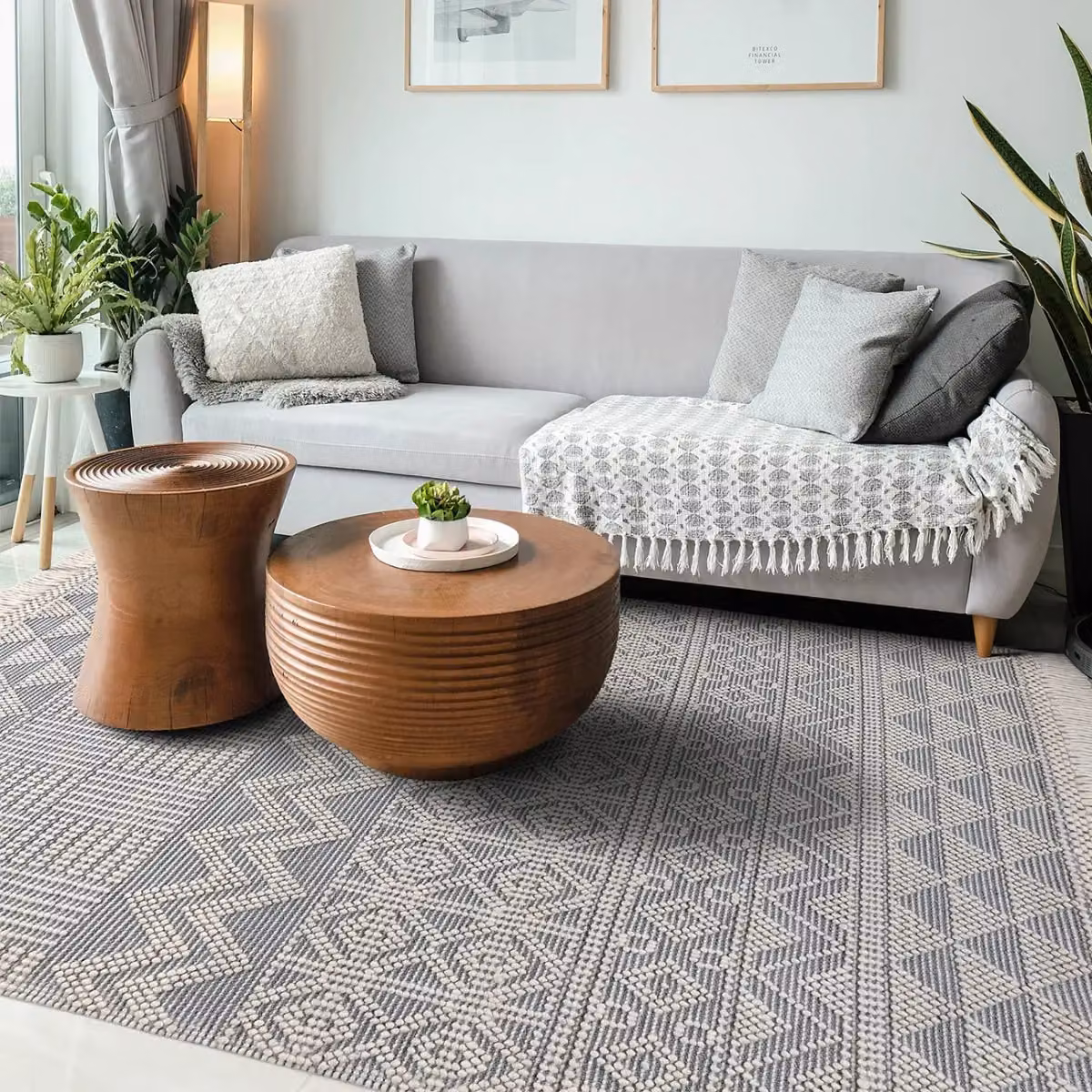 The Rug Shop UK Grey and White Modern Geometric Kilim Wool and Cotton Area Rug, W: 200 cm, L: 280 cm – 2