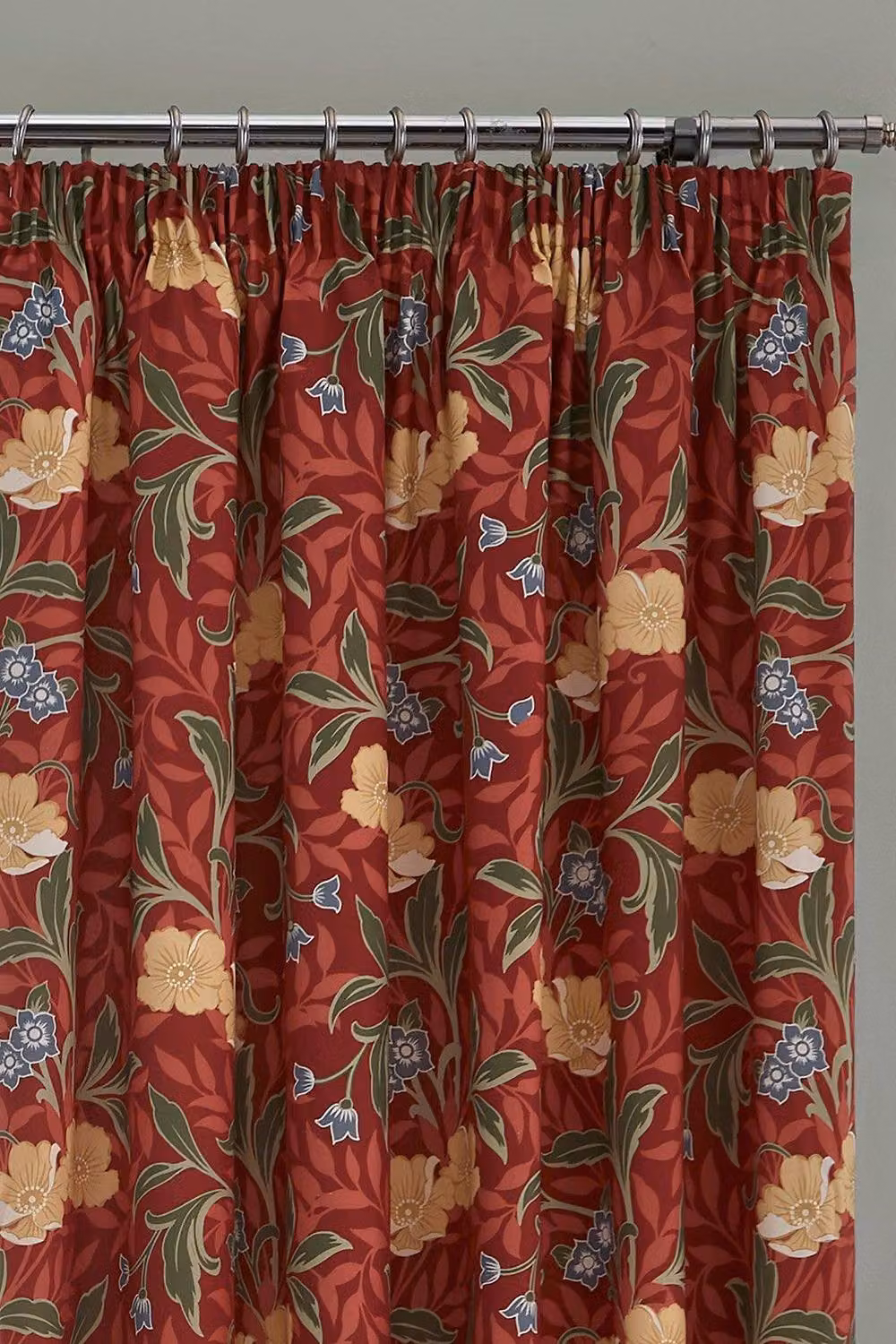 Dreams & Drapes Sandringham Red 100% Cotton Pencil Pleat Curtains with Tie-Backs, Width: 167 cm, Drop: 137 cm – 2