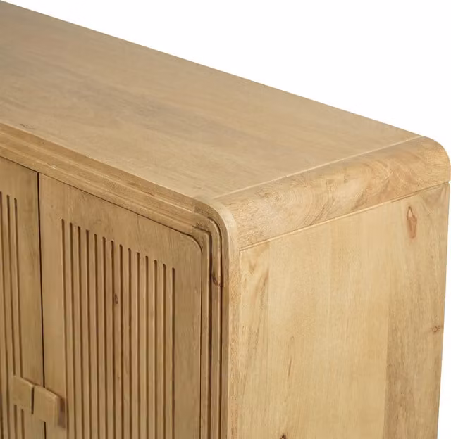 Elm Home And Garden Harper 4 Door Mango Wood Sideboard in Brown and Beige, W/D/H: 140 x 39 x 80 cm