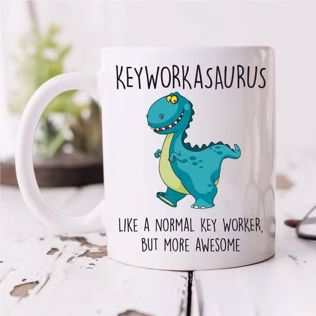 60 Second Makeover Keyworkerasaurus Ceramic Mug in White