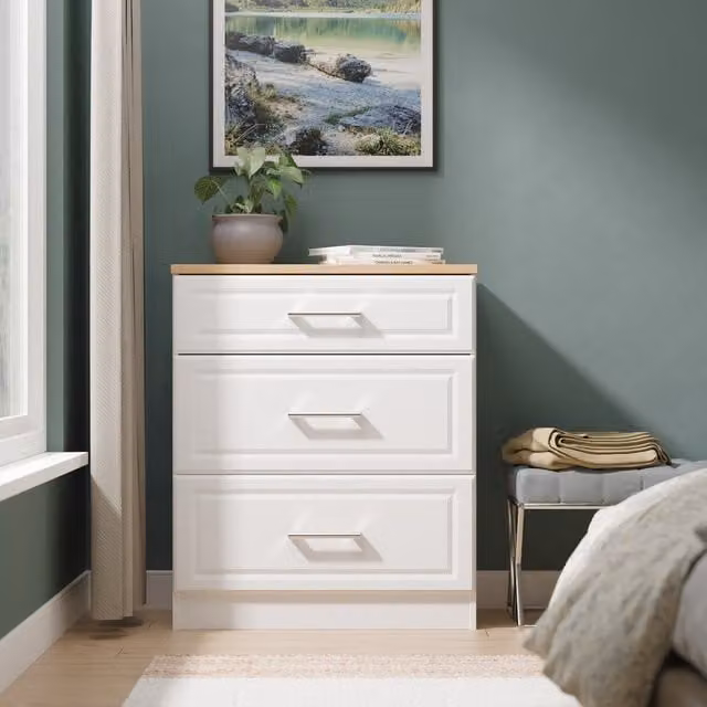 Ready Assembled 2 U 3 Drawer Deep Chest in White – 1