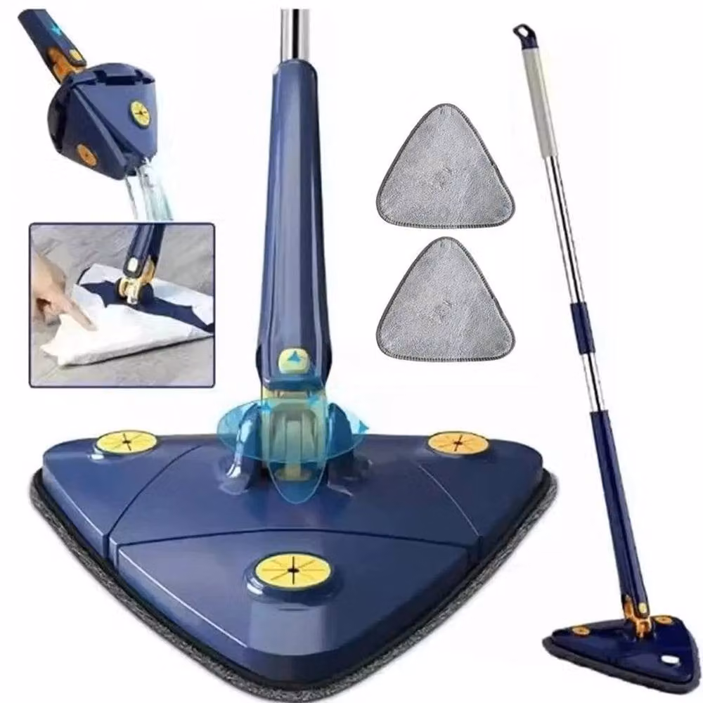 PAWNORA 360 Triangle Mop with Wringer and Telescopic Handle, Blue Microfibre Floor, Ceiling and Wall Cleaner – 5