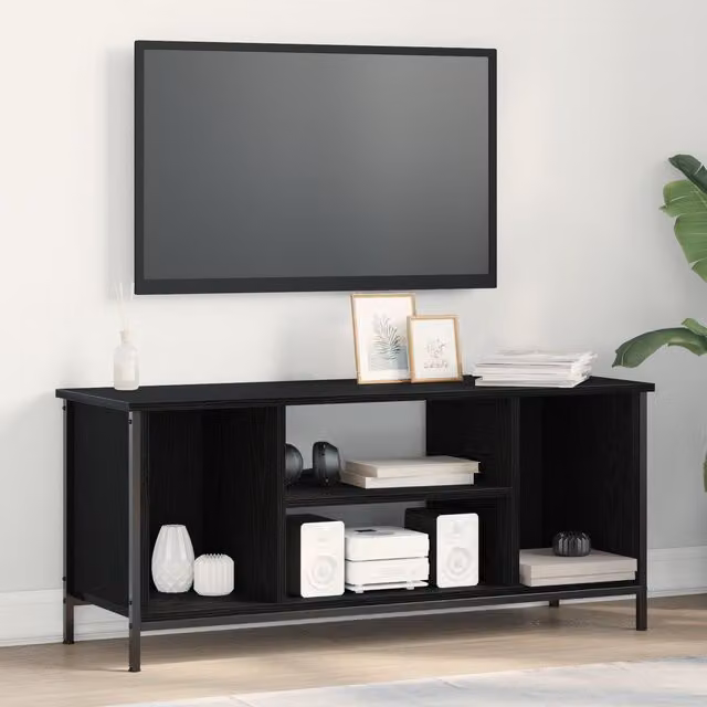 Berkfield Home Black Oak Entertainment Centre in Black Oak and Metal