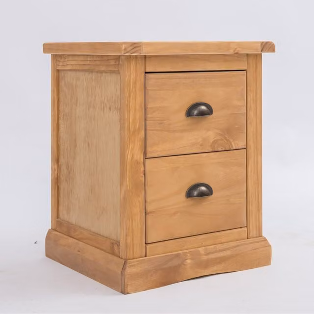 Cabinet Bits Lucca 2 Drawer Bedside Table in Light Brown and Gold