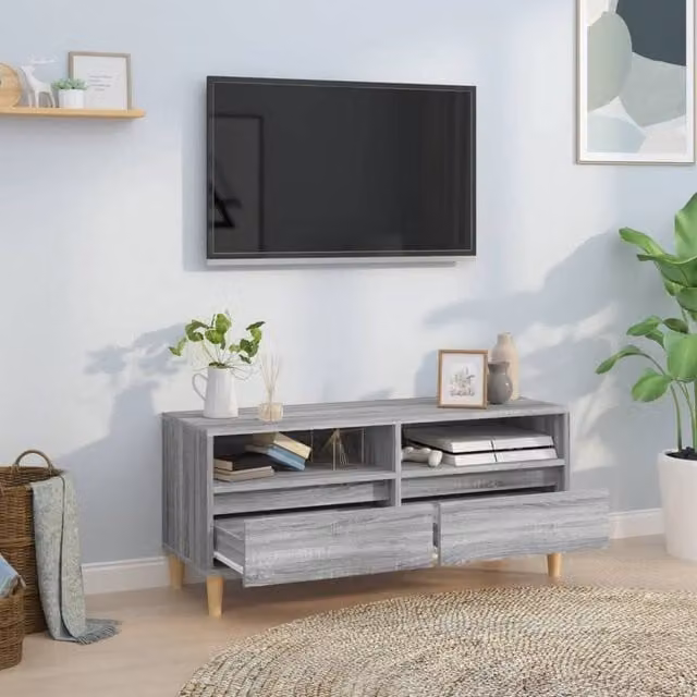 Berkfield Home Grey Sonoma TV Cabinet in Engineered Wood W/D/H: 100 x 34.5 x 44.5 cm
