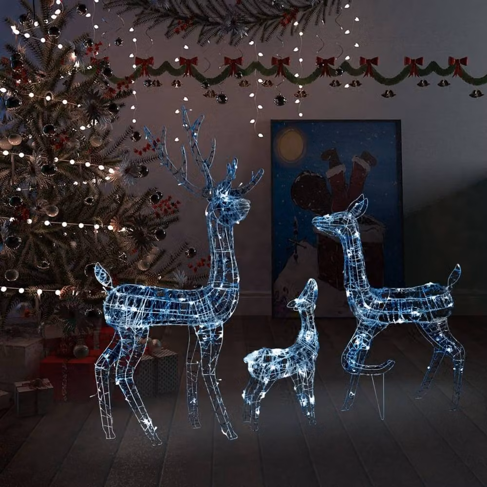 Berkfield Home Acrylic Reindeer Family Christmas Decoration with 300 Cold White LEDs – 2