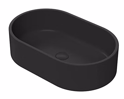 nuie NBV469 Luxe Oval Ceramic Countertop Vessel Basin Sink, Matt Black, W/D/H: 56.5 x 46 x 35 cm – 2