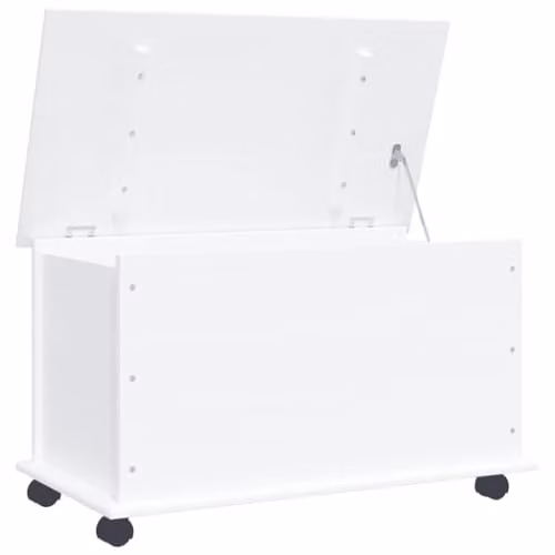 vidaXL ALTA Storage Chest with Wheels in White Solid Pine Wood, W/D/H: 73 x 39.5 x 43 cm