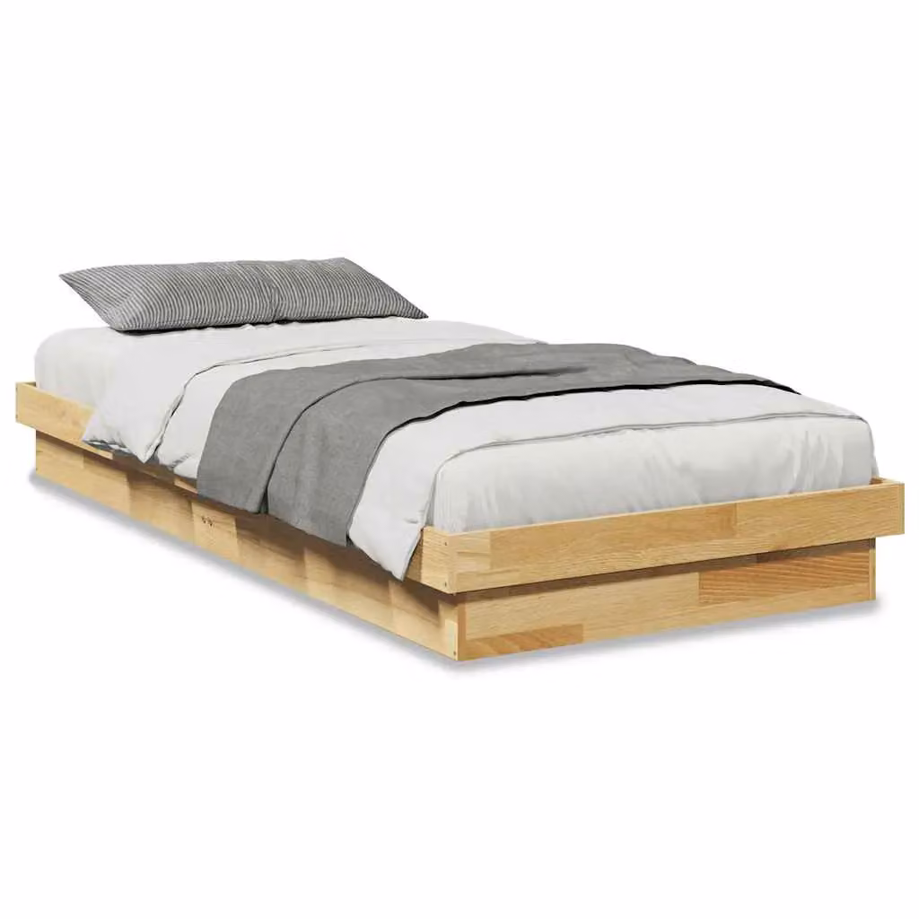 Berkfield Home Solid Oak Wood Bed Frame in Brown, W/D/H: 190 x 75 x 75 cm – 2