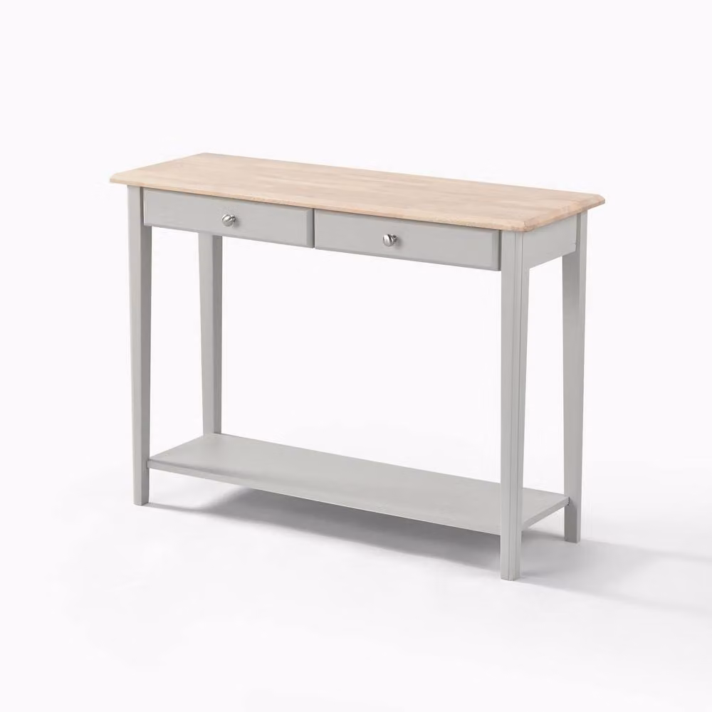 FurnitureboxUK Eden Rectangular Wood Console Table in Whitewash and Light Grey – 3
