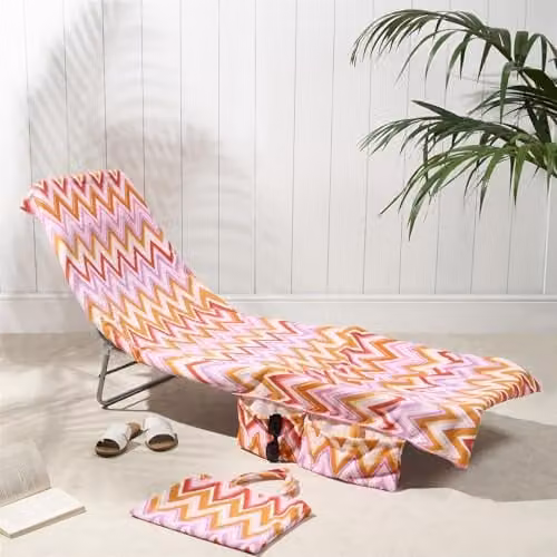 OHS Microfibre Quick Dry Beach Towel in Orange Multicolour, W: 75 cm