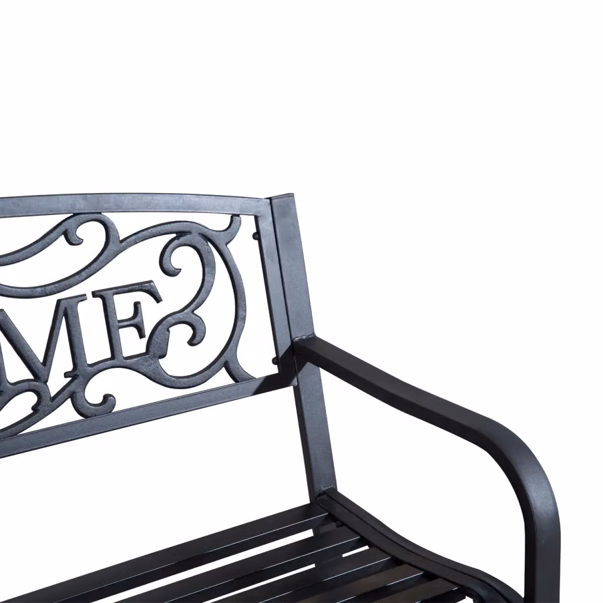 OUTSUNNY Black Metal Double Garden Bench for Outdoor Use – 6