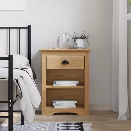 vidaXL BODO Bedside Cabinet in Honey Brown, W: 53 cm, D: 38.5 cm, H: 67 cm – 2