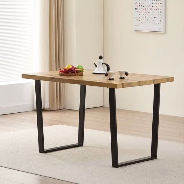 Madefor.living Colorado Oak Rectangular Dining Table with Black Industrial Sled Base Legs