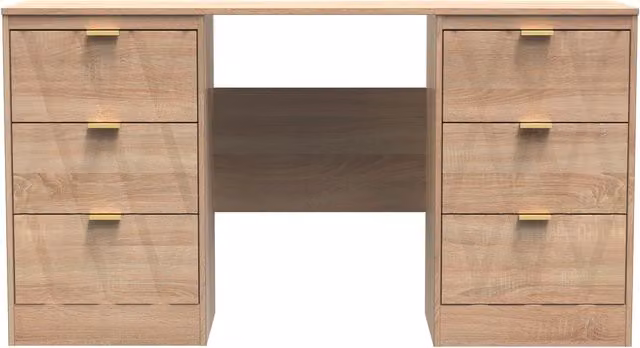 Ready Assembled 2 U Washington 6 Drawer Kneehole Desk in Light Oak