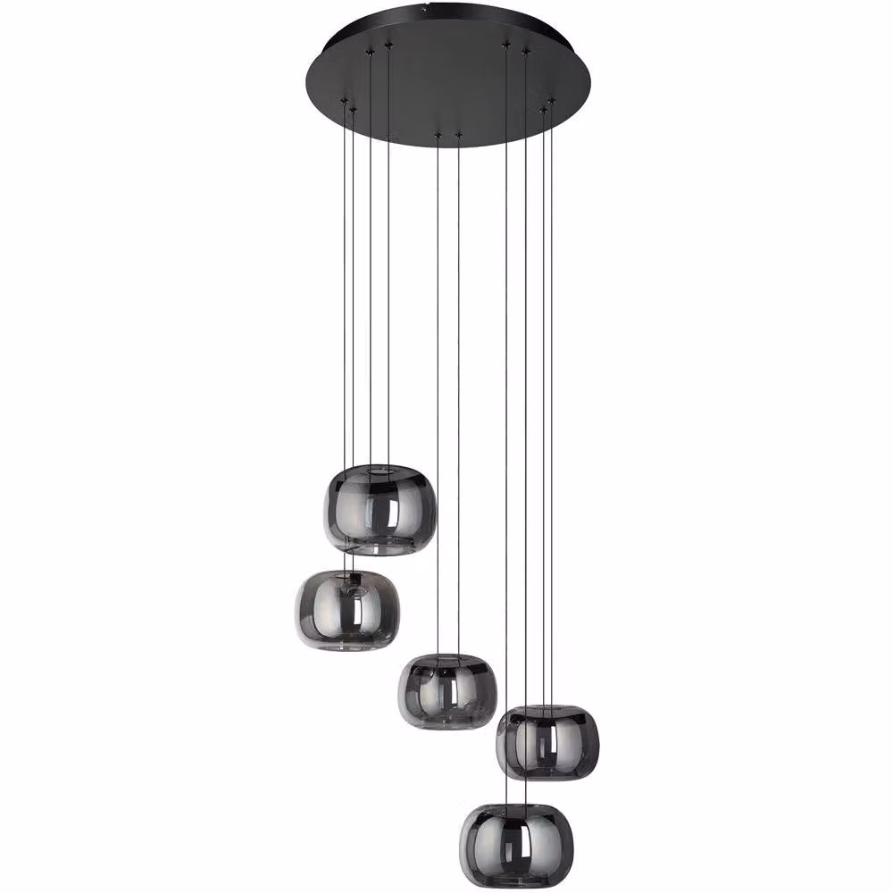 Loops Modern Black LED Glass Pendant Light for Indoor Ceiling Hanging Fitting – 2