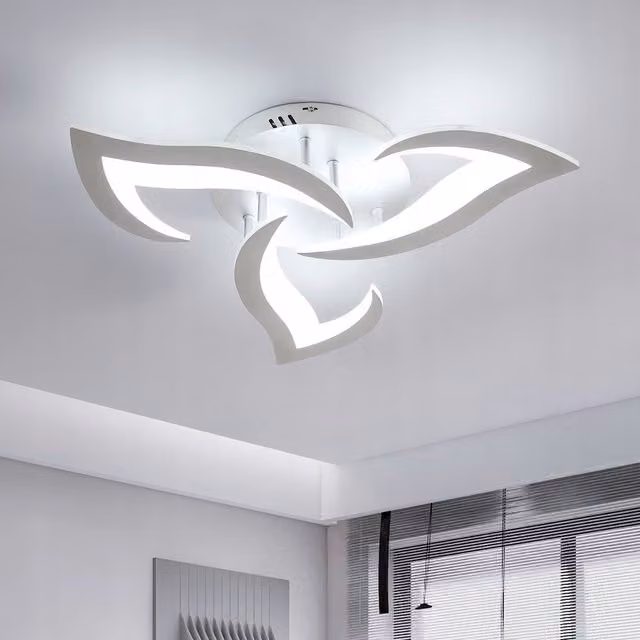COMELY 36W LED Ceiling Light in Silver and White with Acrylic Flower Design, 6500K Cool White
