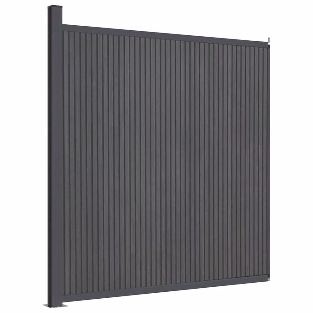 Berkfield Home Durable WPC and Aluminium Fence Panel, Grey, W: 173 cm, H: 186 cm – 2