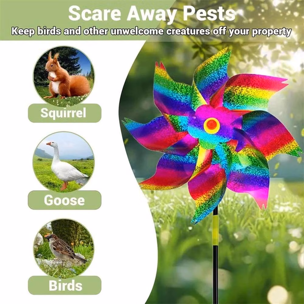 FLAVORA Rainbow Reflective Wind Spinner Bird Repellent in Blue and Multicolour – 2