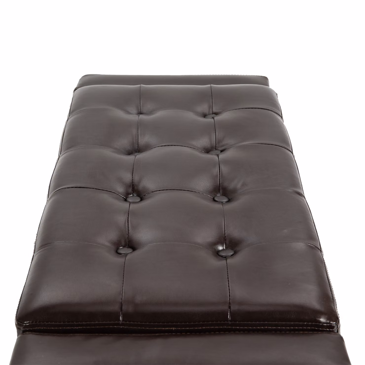 HOMCOM Brown PU Leather Storage Ottoman Bench with Tufted Design and Wood Frame, W/D/H: 90 x 40 x 40 cm – 6