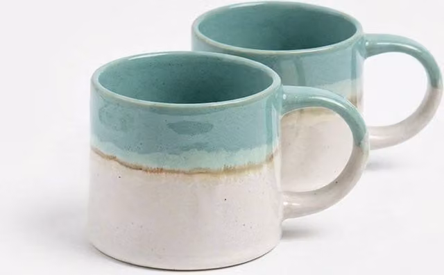 Scandi Home Set of 2 Green Ceramic Nova Mugs, 460ml – 1