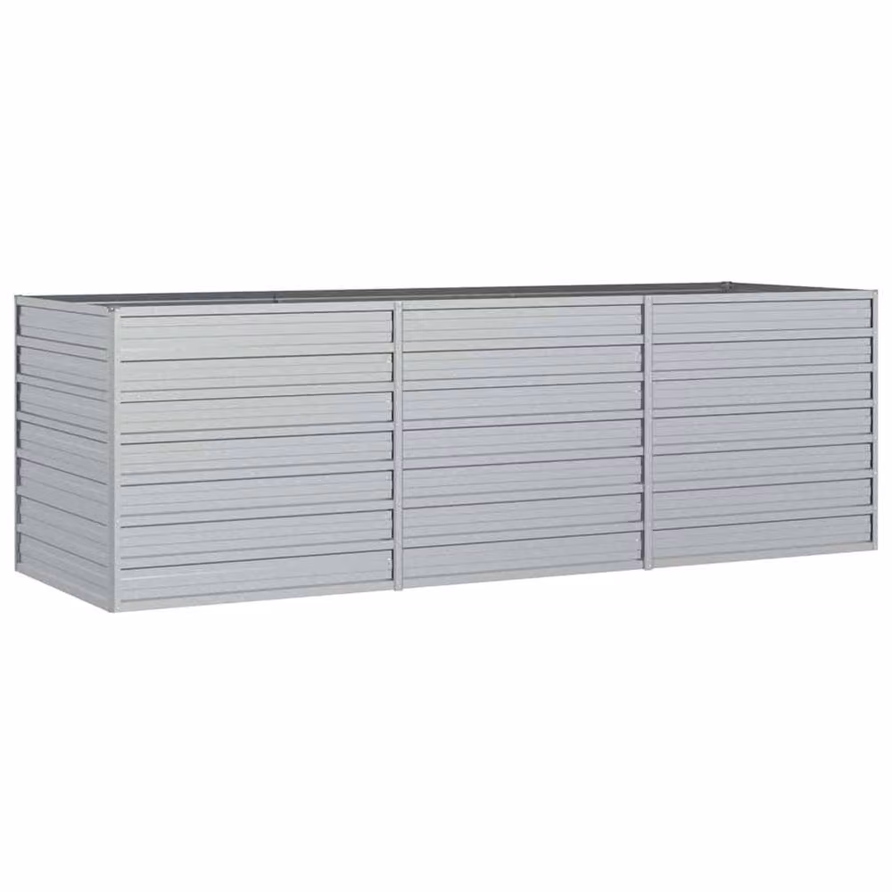 Berkfield Home Garden Galvanised Steel Raised Bed in Silver, W: 240 cm, D: 80 cm, H: 77 cm – 3