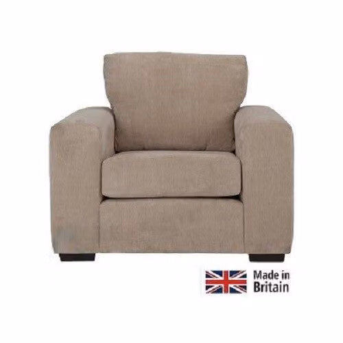 Eton Fabric Armchair in Mink Brown and Beige with Armrests