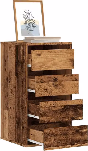 Berkfield Home Corner Chest of Drawers in Brown Old Wood, W/D/H: 40 x 41 x 76 cm – 1