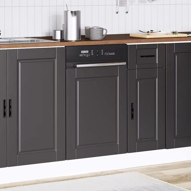 Berkfield Home Porto Black Decorative Dishwasher Panel in Engineered Wood, W: 45 cm, H: 67 cm