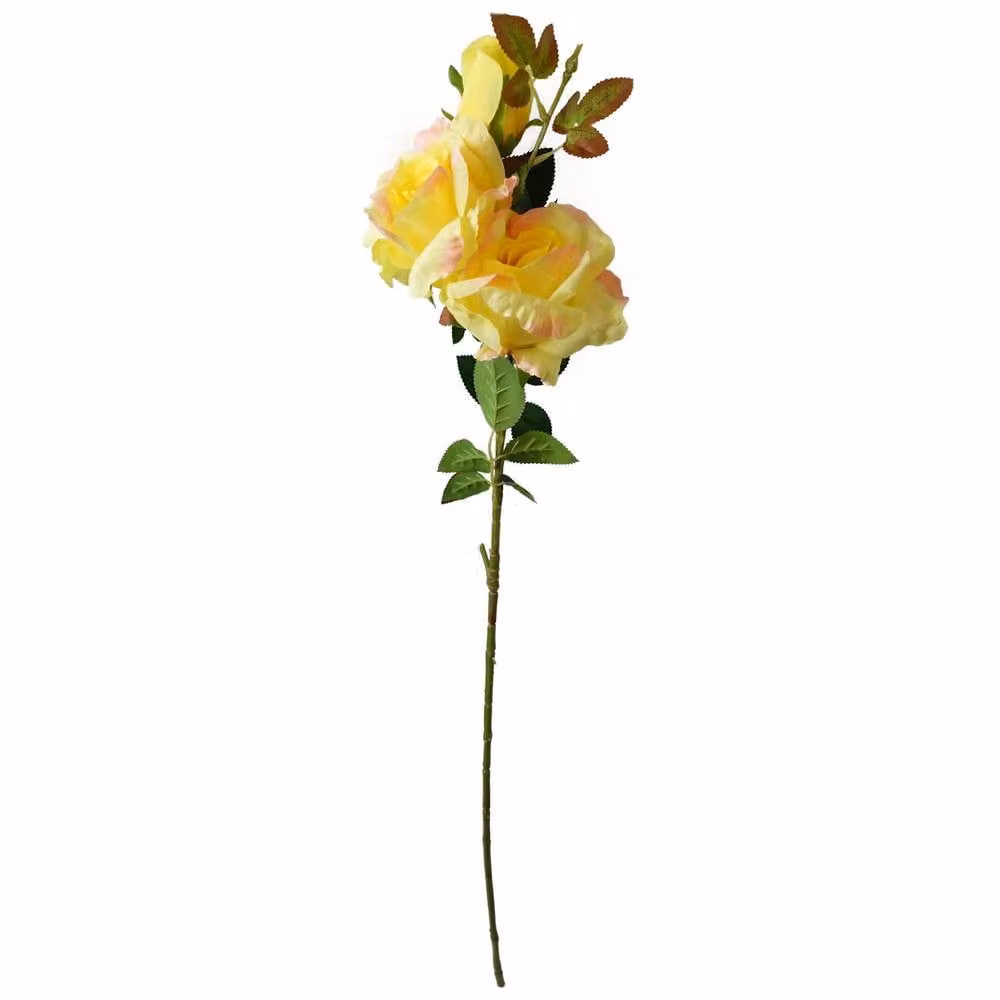 Botanik Leaf Pack of 6 Yellow Artificial Rose Stems, 80 cm Height – 2