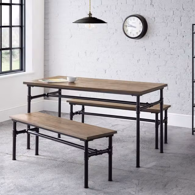 Julian Bowen Carnegie Industrial Dining Bench in Brown and Black – 2
