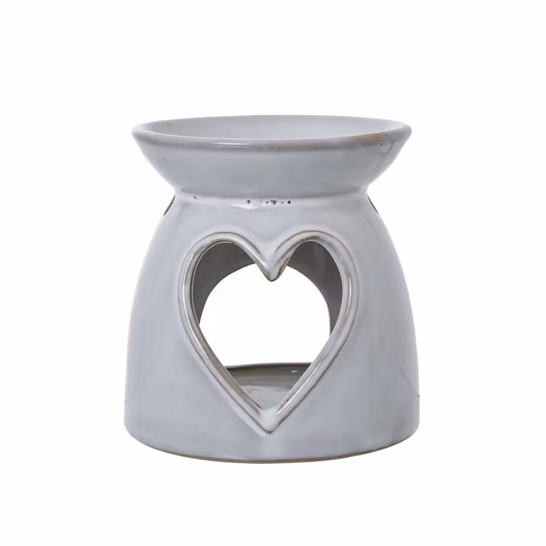 Love Lace White Ceramic Heart Cut-Out Wax Melt Tealight Holder
