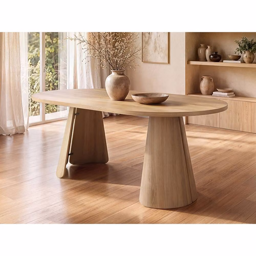 Solace+Co Ebony Round Extendable Dining Table in Light Oak, Seats 4-6 Adults – 2