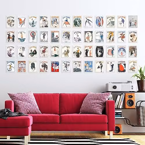Artery8 French Music Theatre Arts Aesthetic Collage Kit, La Vie Parisienne Multicolour Wall Art Prints, 50 Piece Paper Poster Set, W: 10.5 cm, H: 14.8 cm – 2