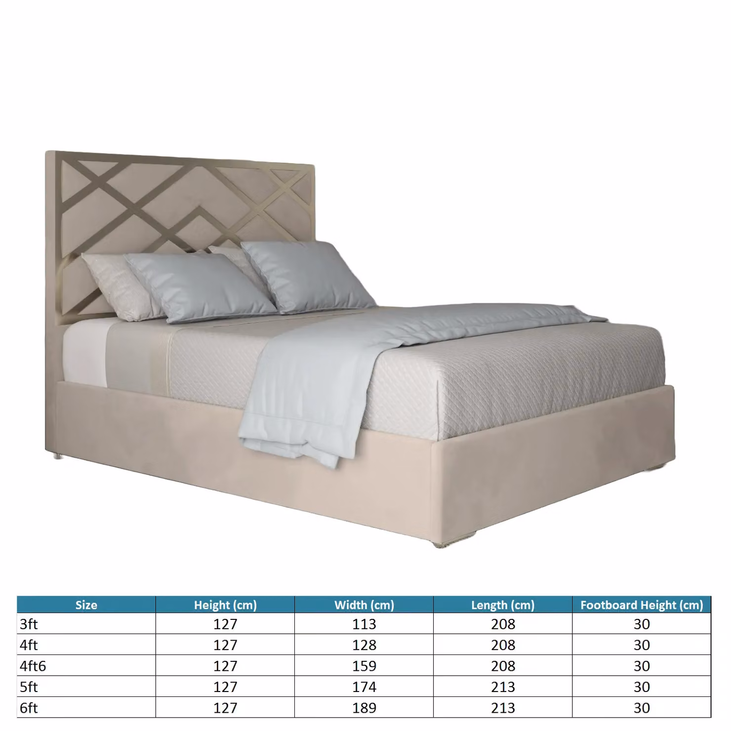 KDMD Mayfair Double Velvet Upholstered Metal Bed Frame in Cream – 2