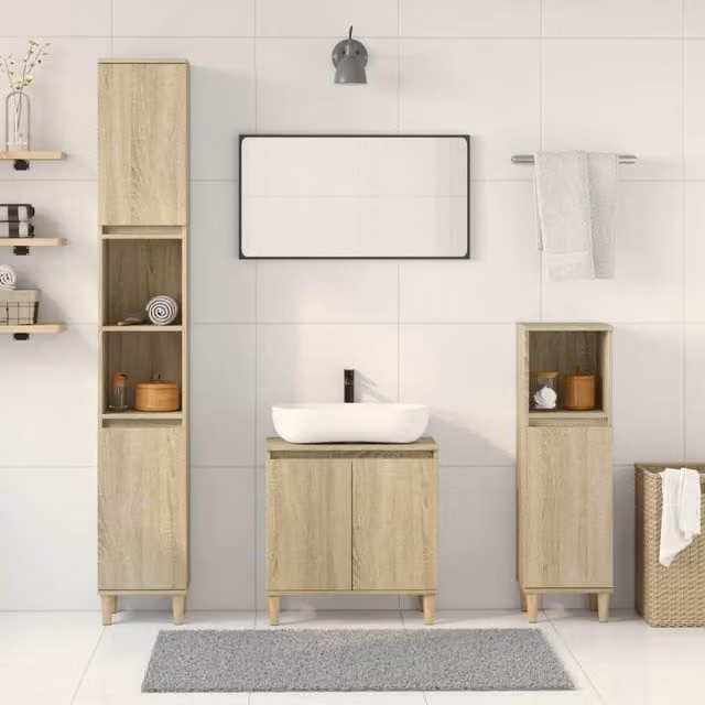 Berkfield Home 3 Piece Brown Sonoma Oak Bathroom Furniture Set – 1