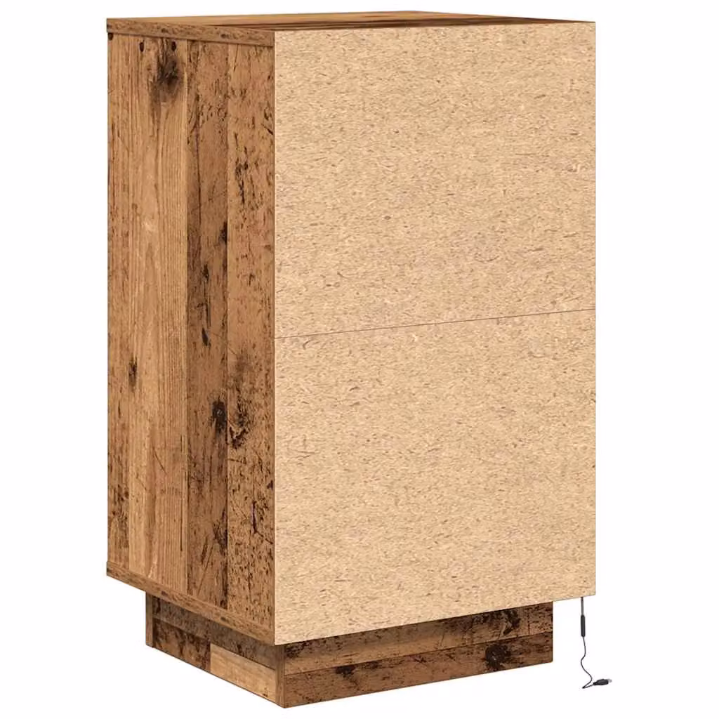 Berkfield Home Bedside Cabinet with Integrated LED Lights in Old Wood, W/D/H: 38 x 34 x 65 cm – 5