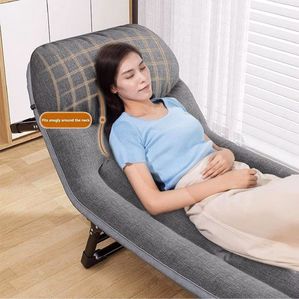 NESTLUNE Folding Sun Lounger Recliner with Adjustable Headrest in Dark Grey, W: 100 cm, D: 60 cm, H: 180 cm – 3