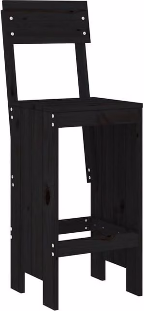 Berkfield Home Beautiful Bar Stools, Set of 2, Black Solid Pine Wood, W/D/H: 40 x 48.5 x 115.5 cm – 1