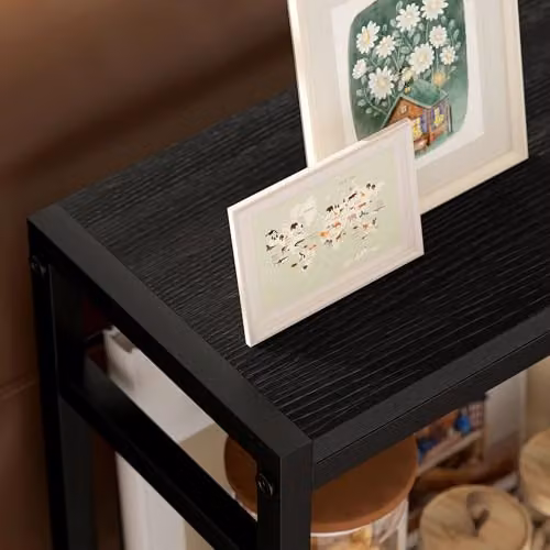 HOMCOM Industrial Side Table with 3-Tier Storage, Black – 6
